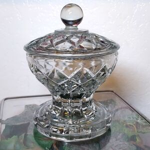 Vintage Leeber Heavy Clear Crystal Candy Dish with Lid